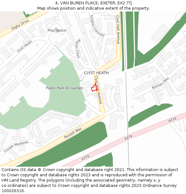 4, VAN BUREN PLACE, EXETER, EX2 7TJ: Location map and indicative extent of plot