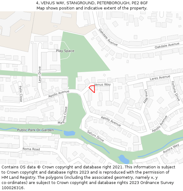 4, VENUS WAY, STANGROUND, PETERBOROUGH, PE2 8GF: Location map and indicative extent of plot