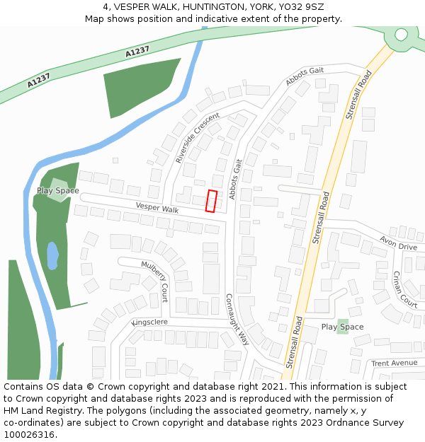 4, VESPER WALK, HUNTINGTON, YORK, YO32 9SZ: Location map and indicative extent of plot