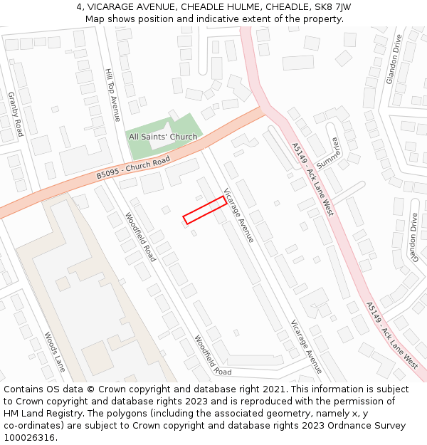 4, VICARAGE AVENUE, CHEADLE HULME, CHEADLE, SK8 7JW: Location map and indicative extent of plot