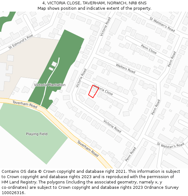 4, VICTORIA CLOSE, TAVERHAM, NORWICH, NR8 6NS: Location map and indicative extent of plot