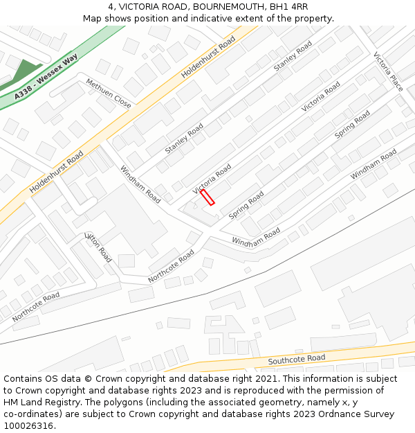 4, VICTORIA ROAD, BOURNEMOUTH, BH1 4RR: Location map and indicative extent of plot