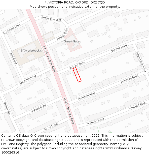 4, VICTORIA ROAD, OXFORD, OX2 7QD: Location map and indicative extent of plot