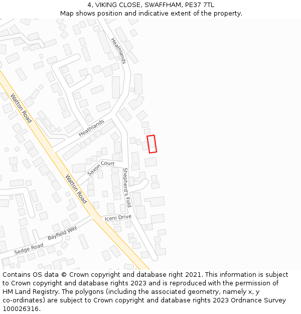 4, VIKING CLOSE, SWAFFHAM, PE37 7TL: Location map and indicative extent of plot