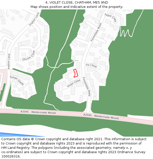 4, VIOLET CLOSE, CHATHAM, ME5 9ND: Location map and indicative extent of plot