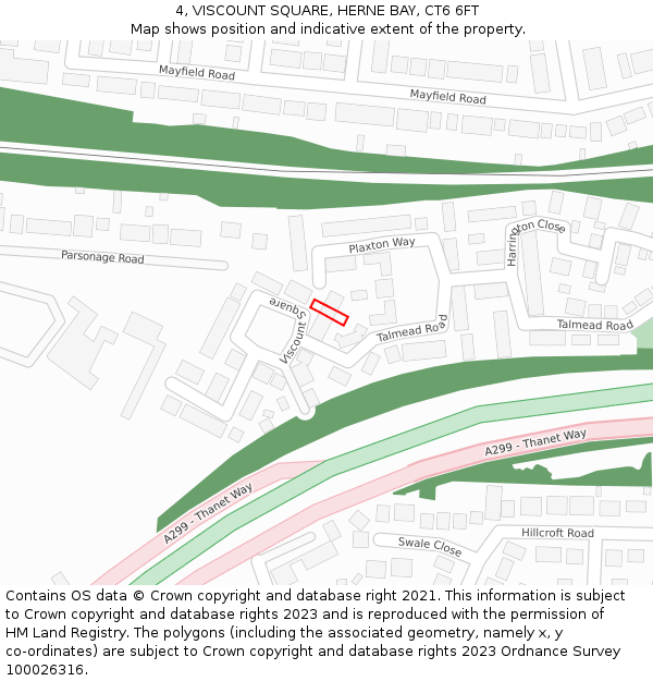 4, VISCOUNT SQUARE, HERNE BAY, CT6 6FT: Location map and indicative extent of plot