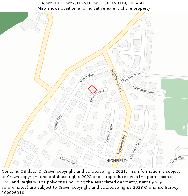 4, WALCOTT WAY, DUNKESWELL, HONITON, EX14 4XP: Location map and indicative extent of plot