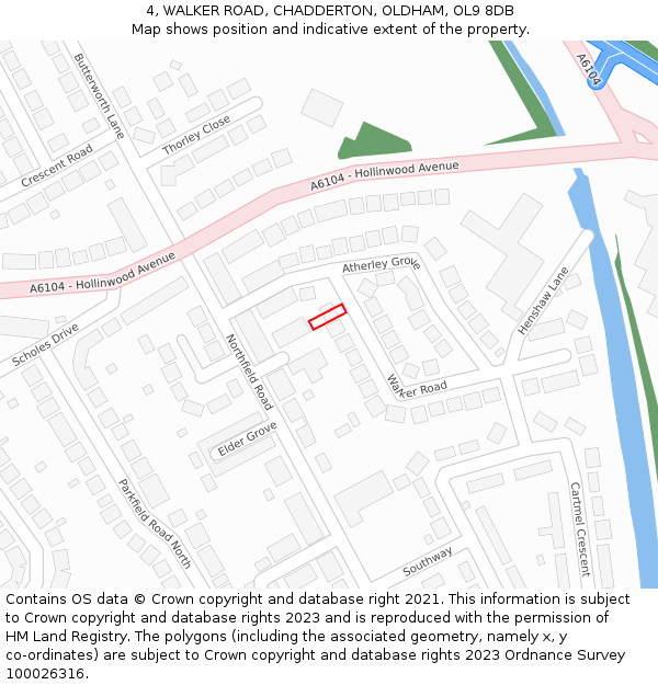 4, WALKER ROAD, CHADDERTON, OLDHAM, OL9 8DB: Location map and indicative extent of plot