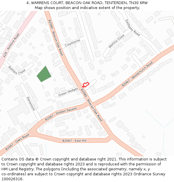 4, WARRENS COURT, BEACON OAK ROAD, TENTERDEN, TN30 6RW: Location map and indicative extent of plot