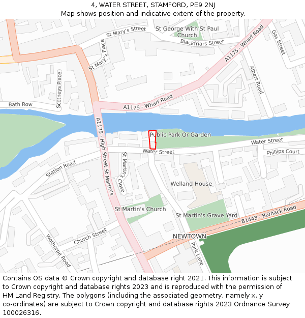 4, WATER STREET, STAMFORD, PE9 2NJ: Location map and indicative extent of plot