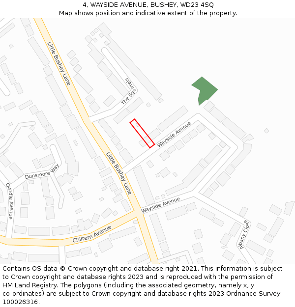 4, WAYSIDE AVENUE, BUSHEY, WD23 4SQ: Location map and indicative extent of plot