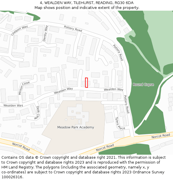 4, WEALDEN WAY, TILEHURST, READING, RG30 6DA: Location map and indicative extent of plot