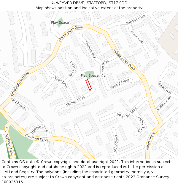 4, WEAVER DRIVE, STAFFORD, ST17 9DD: Location map and indicative extent of plot