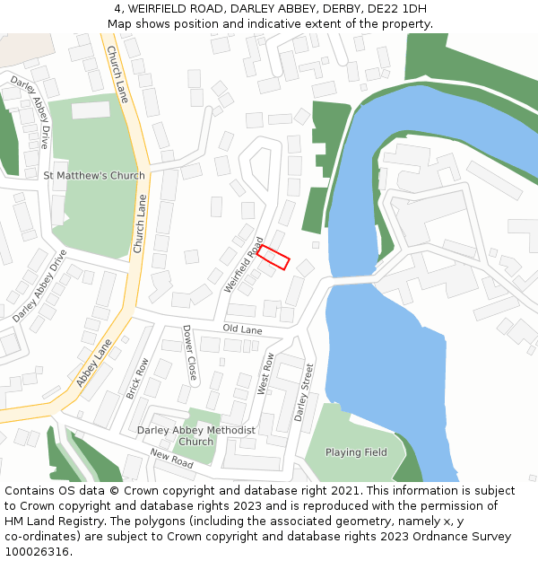 4, WEIRFIELD ROAD, DARLEY ABBEY, DERBY, DE22 1DH: Location map and indicative extent of plot