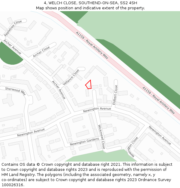 4, WELCH CLOSE, SOUTHEND-ON-SEA, SS2 4SH: Location map and indicative extent of plot