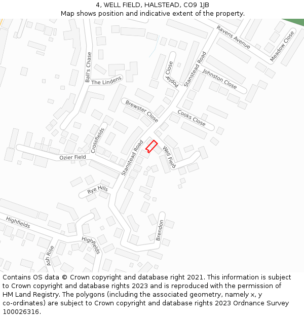 4, WELL FIELD, HALSTEAD, CO9 1JB: Location map and indicative extent of plot