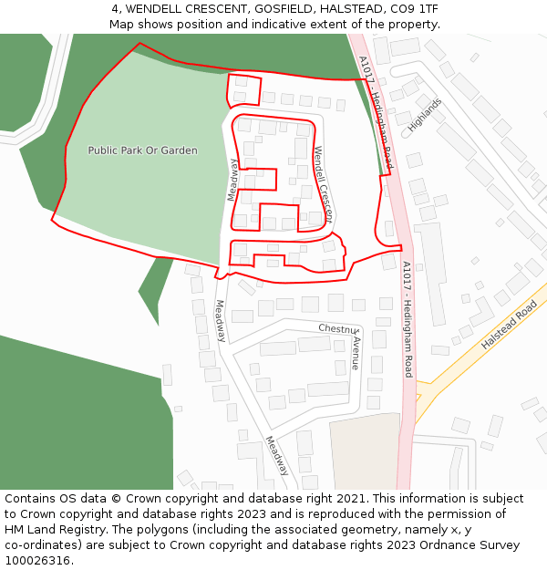 4, WENDELL CRESCENT, GOSFIELD, HALSTEAD, CO9 1TF: Location map and indicative extent of plot