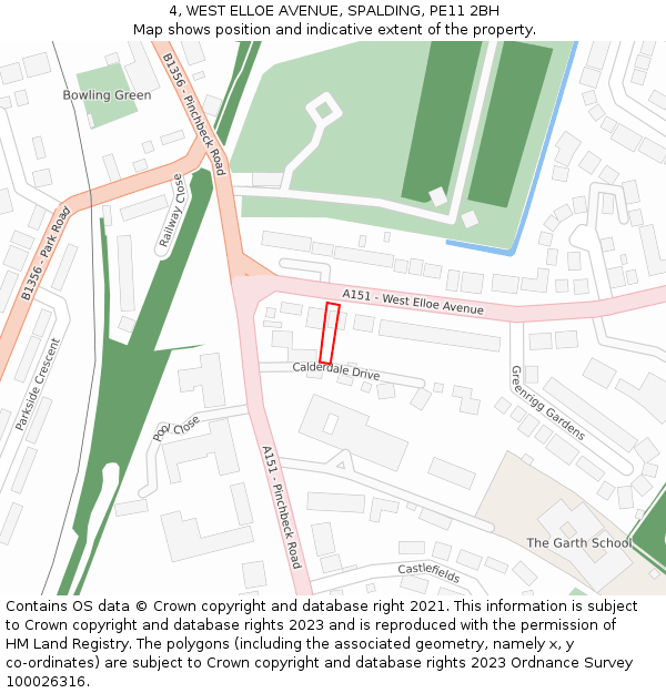 4, WEST ELLOE AVENUE, SPALDING, PE11 2BH: Location map and indicative extent of plot