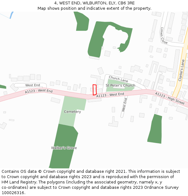 4, WEST END, WILBURTON, ELY, CB6 3RE: Location map and indicative extent of plot