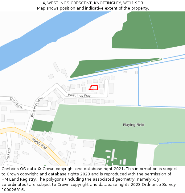 4, WEST INGS CRESCENT, KNOTTINGLEY, WF11 9DR: Location map and indicative extent of plot