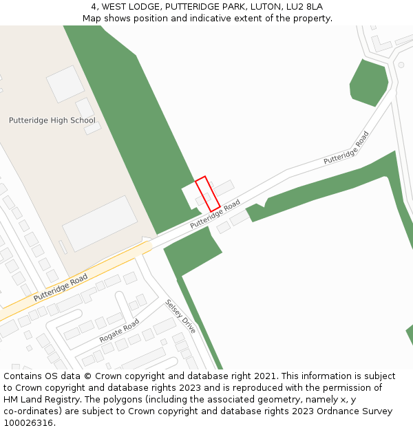 4, WEST LODGE, PUTTERIDGE PARK, LUTON, LU2 8LA: Location map and indicative extent of plot