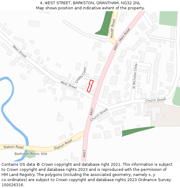 4, WEST STREET, BARKSTON, GRANTHAM, NG32 2NL: Location map and indicative extent of plot