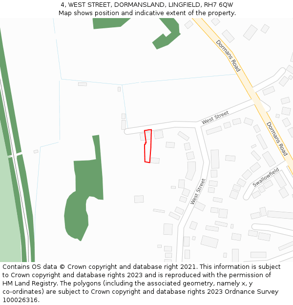 4, WEST STREET, DORMANSLAND, LINGFIELD, RH7 6QW: Location map and indicative extent of plot