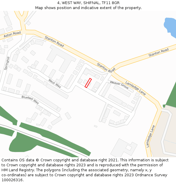 4, WEST WAY, SHIFNAL, TF11 8GR: Location map and indicative extent of plot