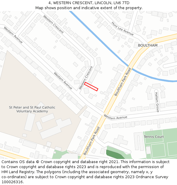 4, WESTERN CRESCENT, LINCOLN, LN6 7TD: Location map and indicative extent of plot