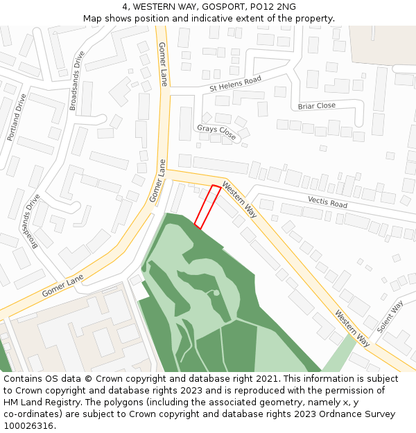 4, WESTERN WAY, GOSPORT, PO12 2NG: Location map and indicative extent of plot