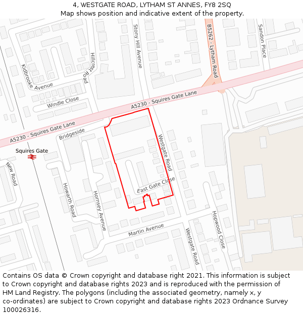 4, WESTGATE ROAD, LYTHAM ST ANNES, FY8 2SQ: Location map and indicative extent of plot