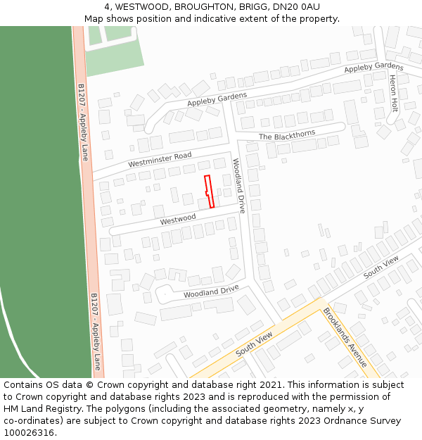 4, WESTWOOD, BROUGHTON, BRIGG, DN20 0AU: Location map and indicative extent of plot