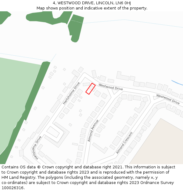 4, WESTWOOD DRIVE, LINCOLN, LN6 0HJ: Location map and indicative extent of plot