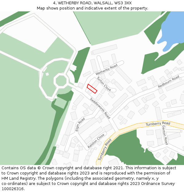 4, WETHERBY ROAD, WALSALL, WS3 3XX: Location map and indicative extent of plot