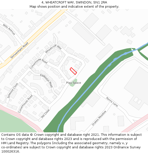 4, WHEATCROFT WAY, SWINDON, SN1 2RA: Location map and indicative extent of plot