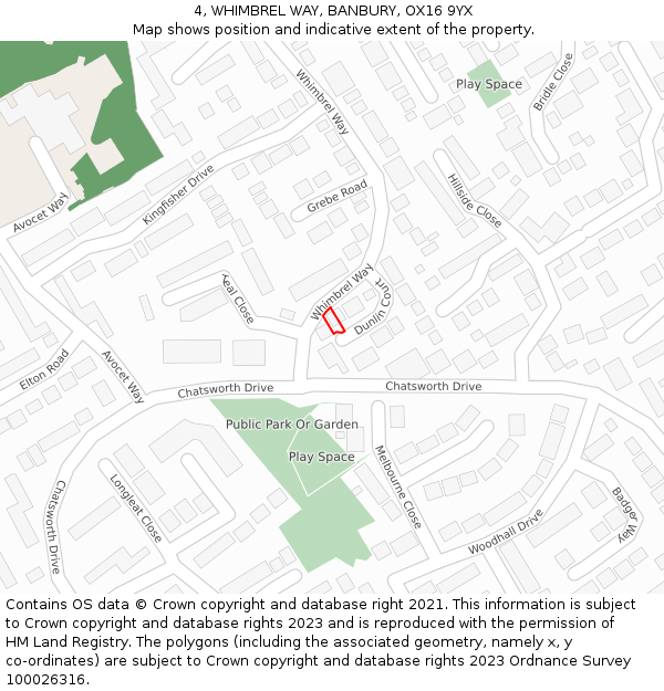 4, WHIMBREL WAY, BANBURY, OX16 9YX: Location map and indicative extent of plot