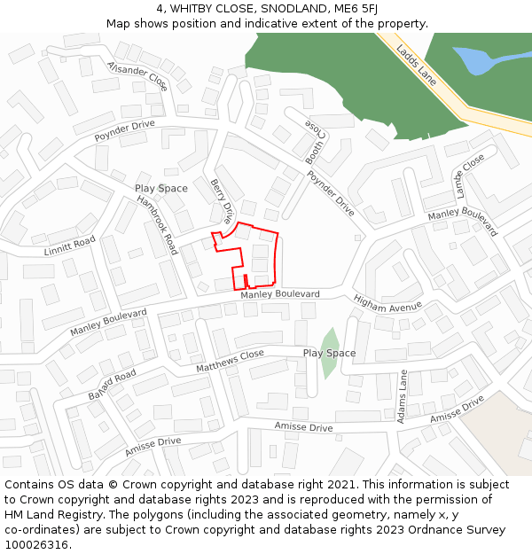 4, WHITBY CLOSE, SNODLAND, ME6 5FJ: Location map and indicative extent of plot