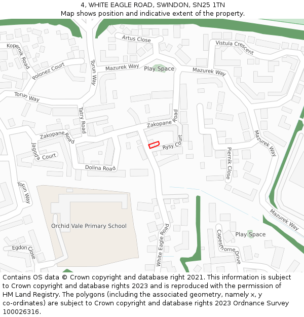 4, WHITE EAGLE ROAD, SWINDON, SN25 1TN: Location map and indicative extent of plot