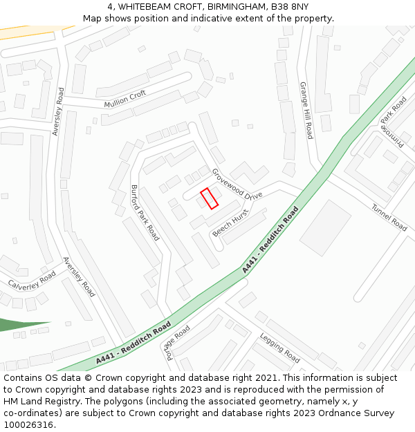 4, WHITEBEAM CROFT, BIRMINGHAM, B38 8NY: Location map and indicative extent of plot