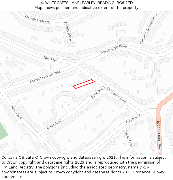 4, WHITEGATES LANE, EARLEY, READING, RG6 1ED: Location map and indicative extent of plot