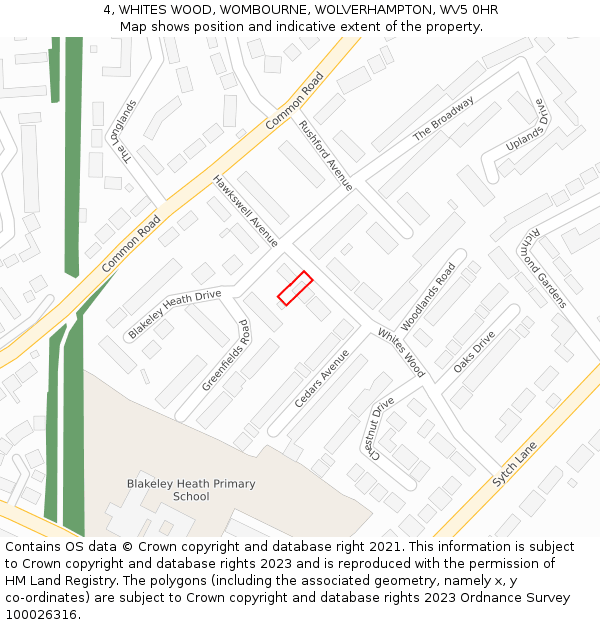 4, WHITES WOOD, WOMBOURNE, WOLVERHAMPTON, WV5 0HR: Location map and indicative extent of plot