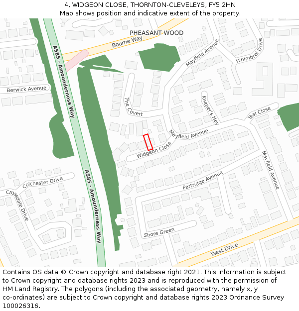 4, WIDGEON CLOSE, THORNTON-CLEVELEYS, FY5 2HN: Location map and indicative extent of plot
