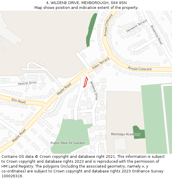 4, WILDENE DRIVE, MEXBOROUGH, S64 9SN: Location map and indicative extent of plot