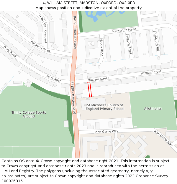 4, WILLIAM STREET, MARSTON, OXFORD, OX3 0ER: Location map and indicative extent of plot