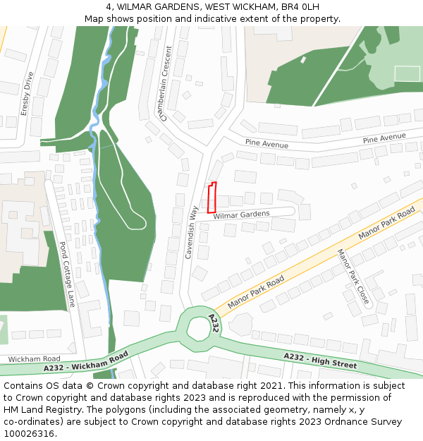4, WILMAR GARDENS, WEST WICKHAM, BR4 0LH: Location map and indicative extent of plot