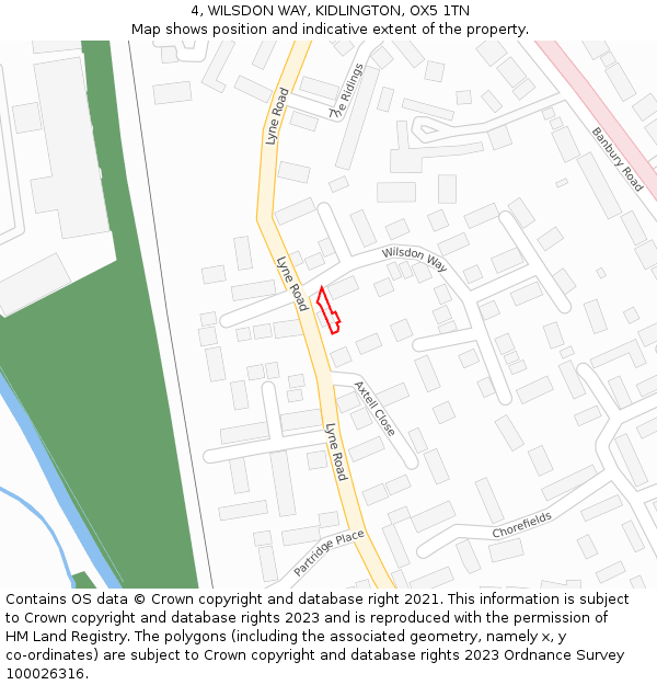 4, WILSDON WAY, KIDLINGTON, OX5 1TN: Location map and indicative extent of plot