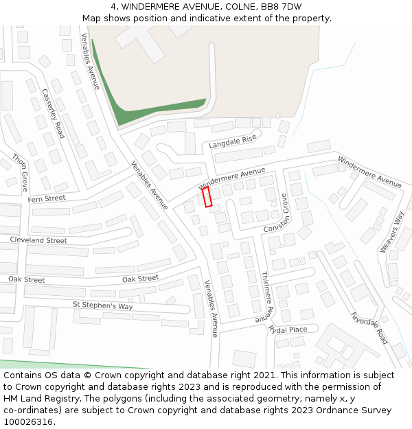 4, WINDERMERE AVENUE, COLNE, BB8 7DW: Location map and indicative extent of plot