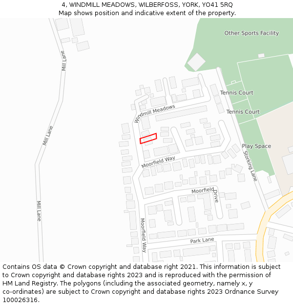 4, WINDMILL MEADOWS, WILBERFOSS, YORK, YO41 5RQ: Location map and indicative extent of plot