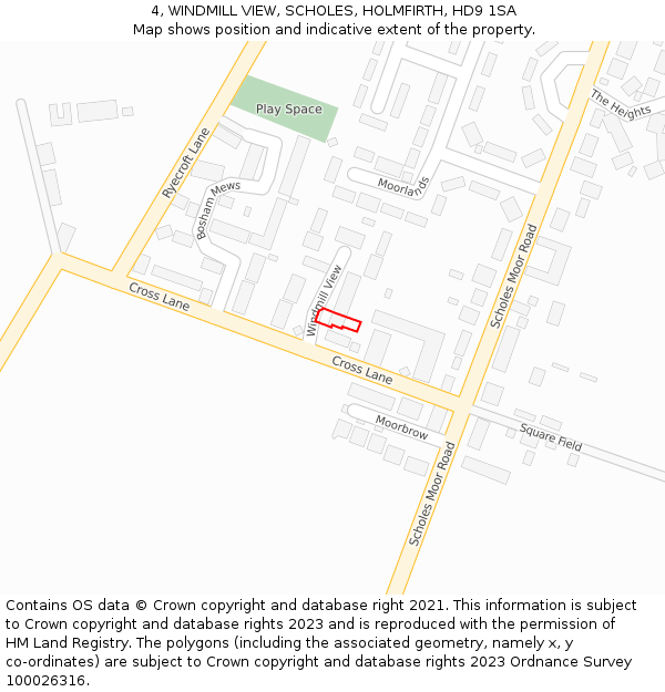 4, WINDMILL VIEW, SCHOLES, HOLMFIRTH, HD9 1SA: Location map and indicative extent of plot