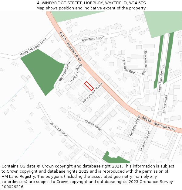 4, WINDYRIDGE STREET, HORBURY, WAKEFIELD, WF4 6ES: Location map and indicative extent of plot